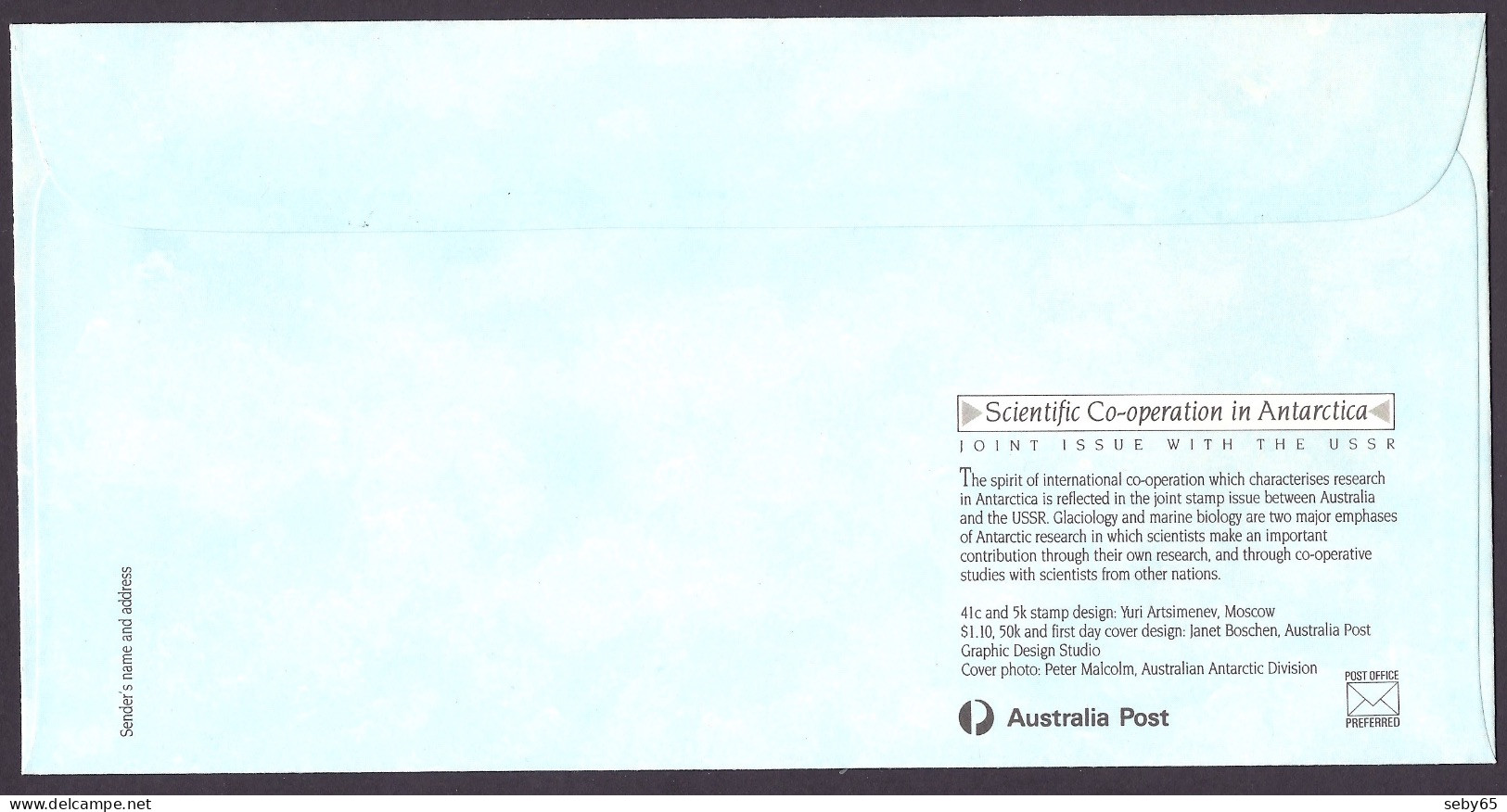 Australia 1990 - Antarctica, USSR Joint Issue, Scientific Co-operation, Glaciers, South Pole, Antarctic, Russia - FDC - Premiers Jours (FDC)