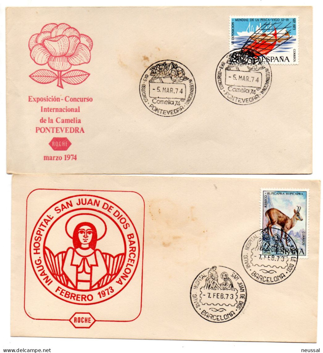 2 Sobres Con Matasellos Commemorativo De 1973-74 - Storia Postale