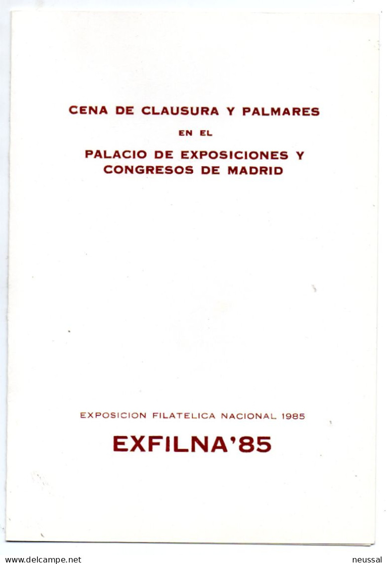 Tarjeta  Con Matasellos Commemorativo De Cena De Clausura De 1985 - Brieven En Documenten