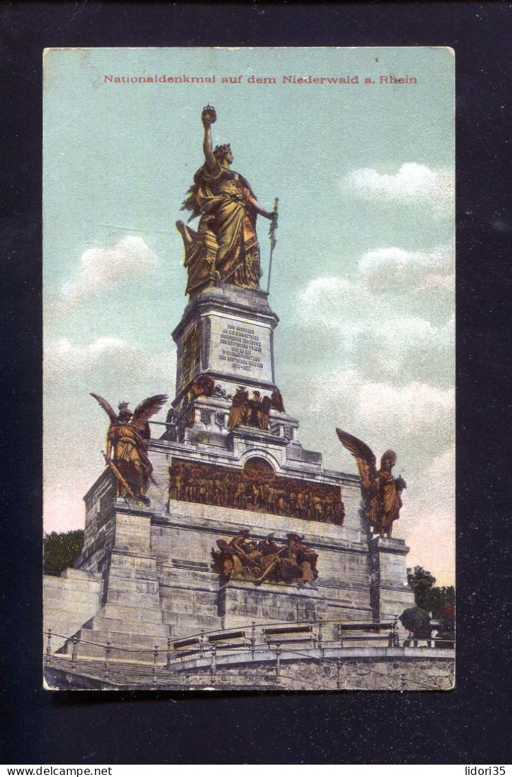 "NATIONALDENKMAL AUF DEM NIEDERWALD A. RHEIN" 1908, Color-Ansichtskarte (L2017) - Rheingau