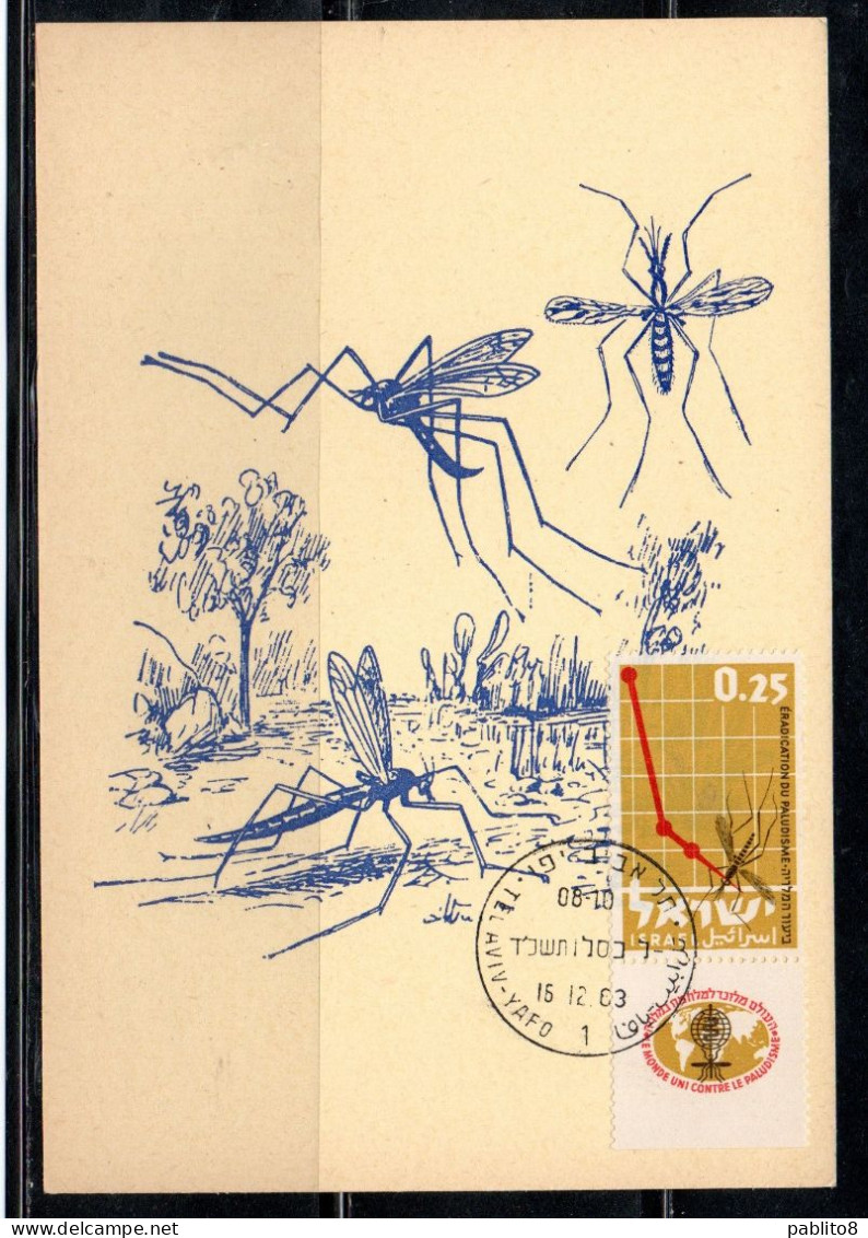 ISRAEL ISRAELE 1962 FIGHT ANTI AGAINST MALARIA PALUDISME 0.25s MAXIMUM MAXI CARD CARTE - Maximum Cards