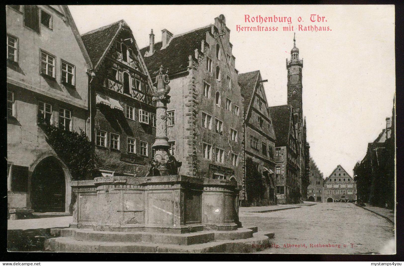 Ak Germany, Rothenburg O.d. Tauber | Herrenstrasse Mit Rathhaus #ans-1966 - Rothenburg O. D. Tauber