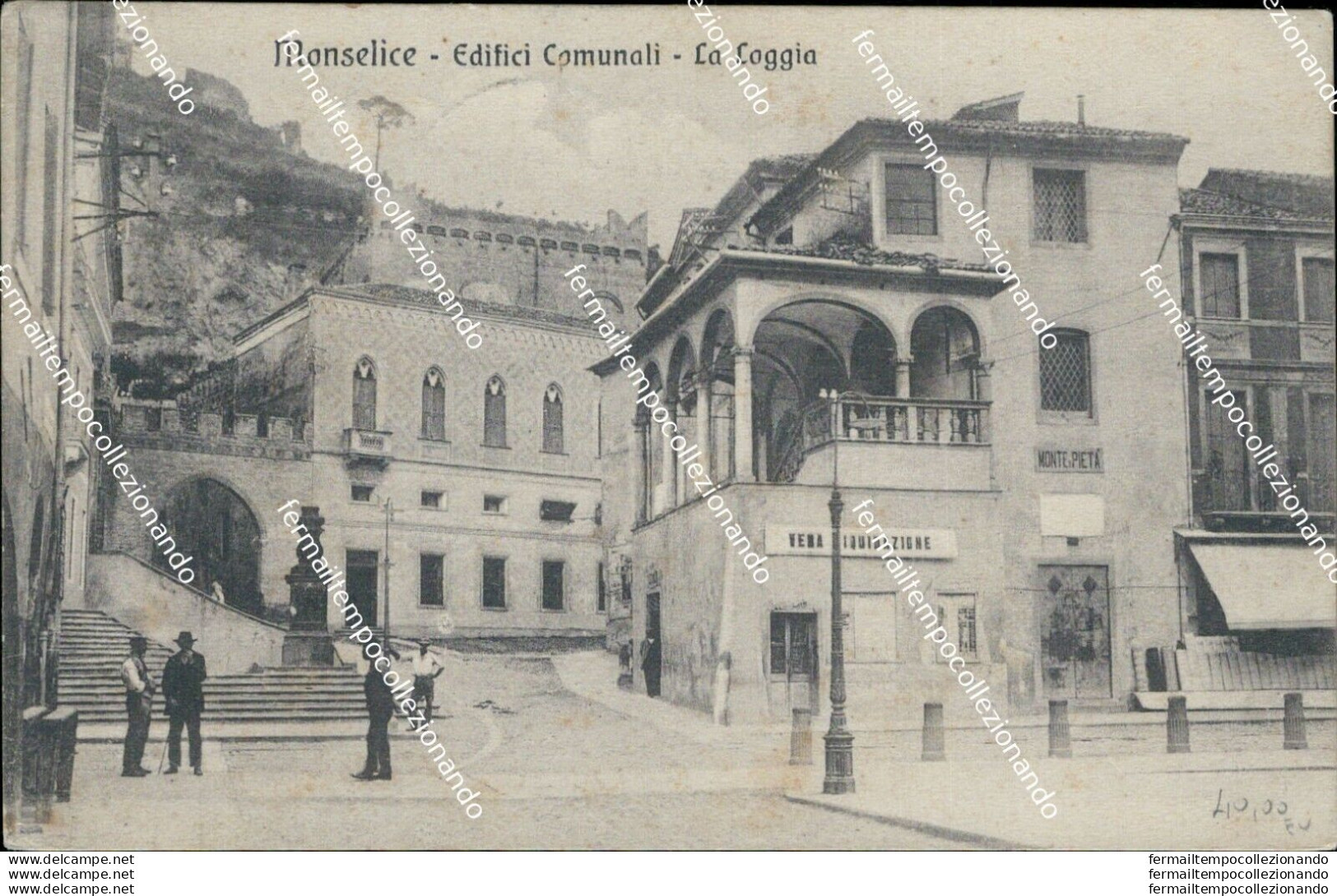 Ba277 Cartolina Monselice Edifici Comunali La Loggia Padova Veneto 1915 - Padova (Padua)