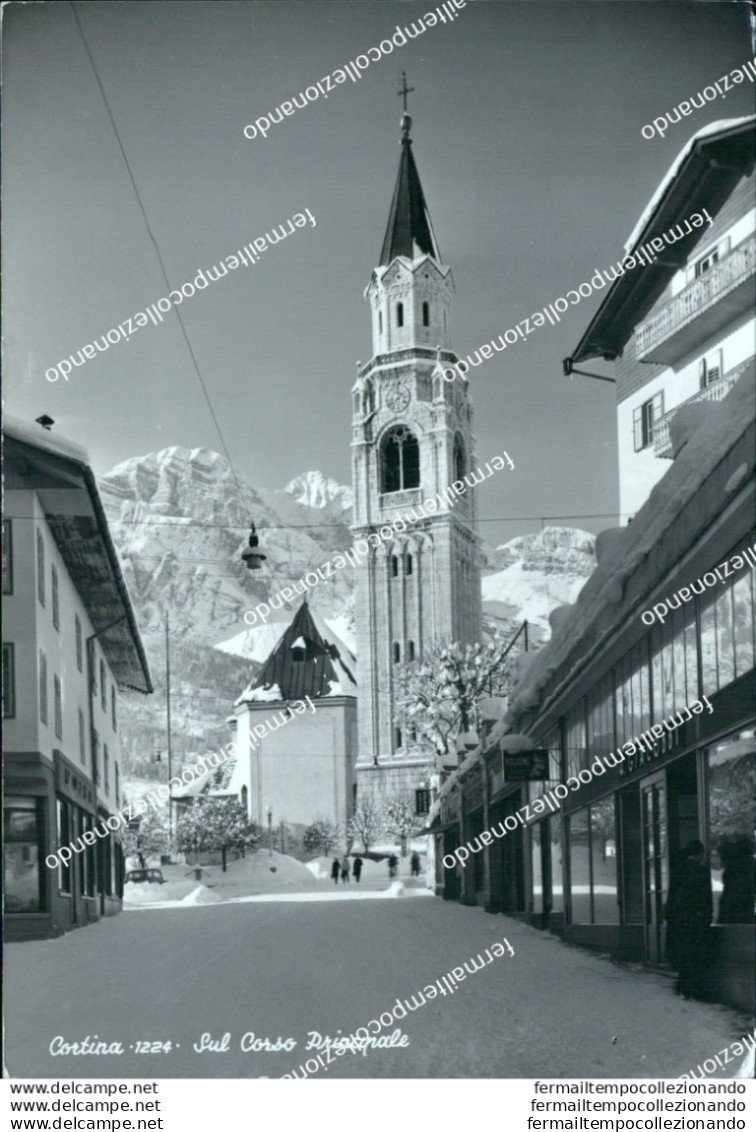 Br328 Cartolina Cortina Sul Corso Principale Provincia Di Belluno Veneto - Belluno