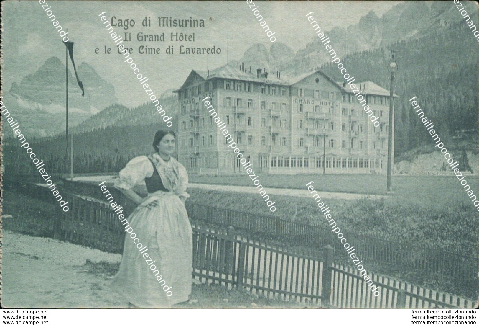 Bg191 Cartolina Lago Di Misurina Il Grand Hotel Ele Tre Cime Di Lavaredo Belluno - Belluno