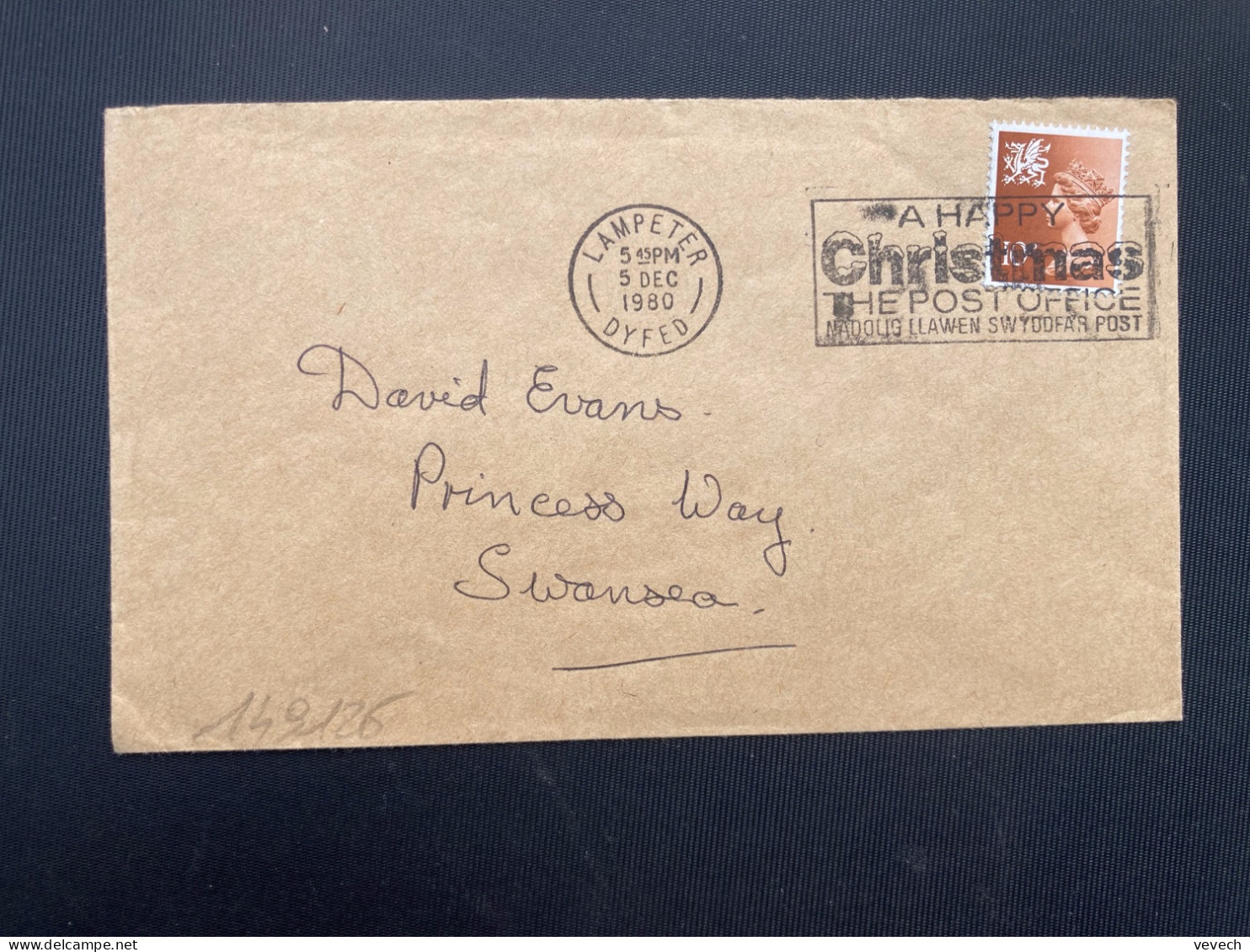 LETTRE TP MACHIN 10p OBL.MEC.5 DEC 1980 LAMPETER - Pays De Galles