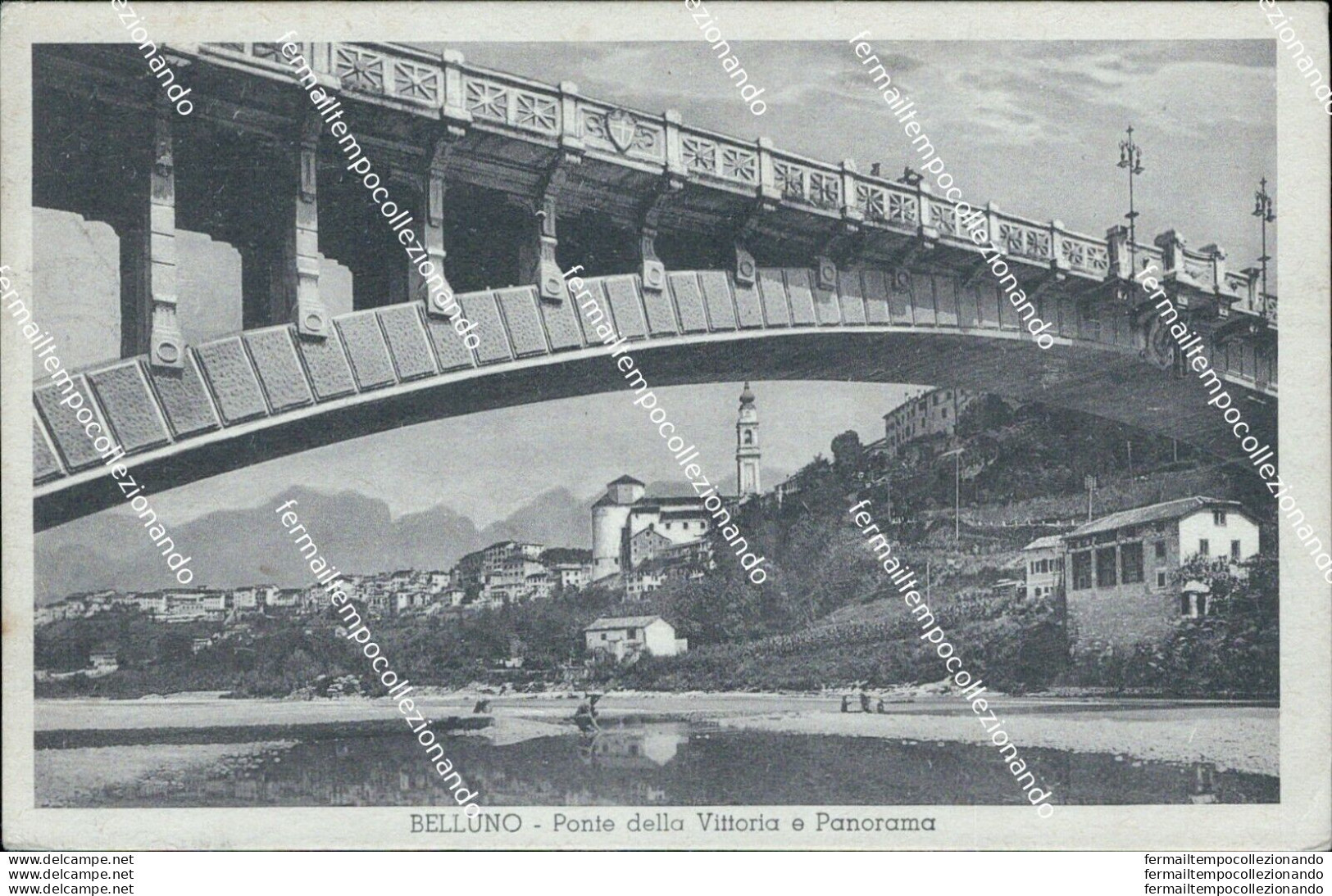 Bm61 Cartolina Belluno Citta' Ponte Della Vittoria E Panorama - Belluno