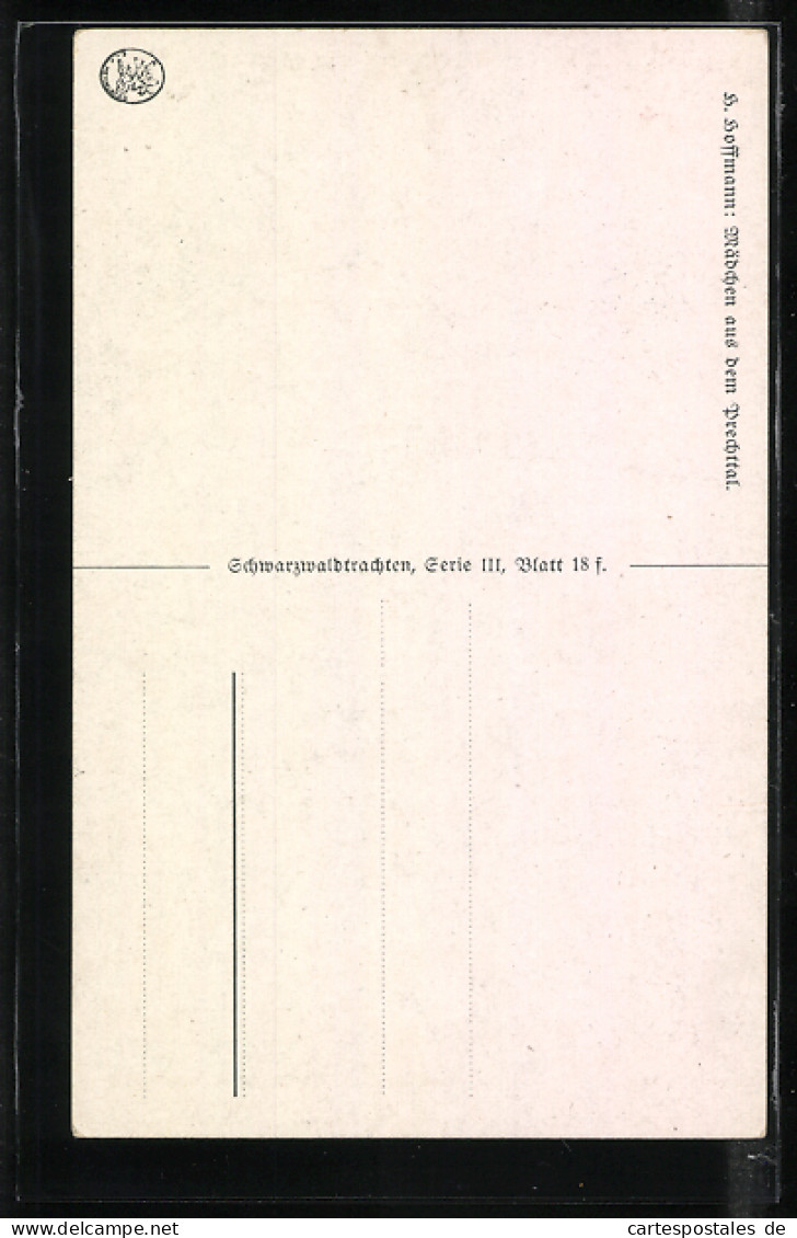 Künstler-AK Heinrich Hoffmann: Mädchen Aus Dem Prechtal In Schwarzwälder Tracht  - Altri & Non Classificati