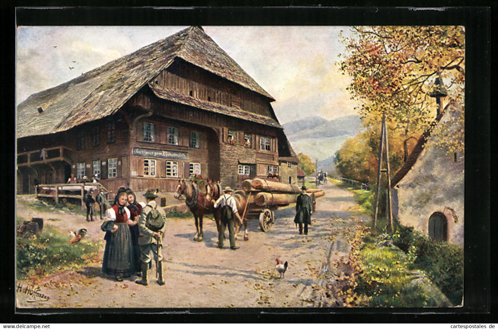 Künstler-AK H. Hoffmann: Schwarzwald, Gasthaus Zum Himmelreich (Eingang Ins Höllental)  - Other & Unclassified