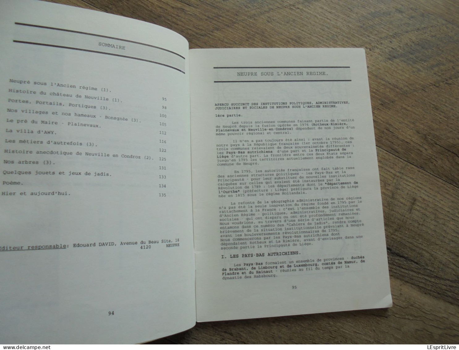 MEMOIRE DE NEUPRE N° 4 Régionalisme Plainevaux Rotheux Neuville Château Archéologie Villa Awy Maréchalerie Jeu Bouchon - Belgien