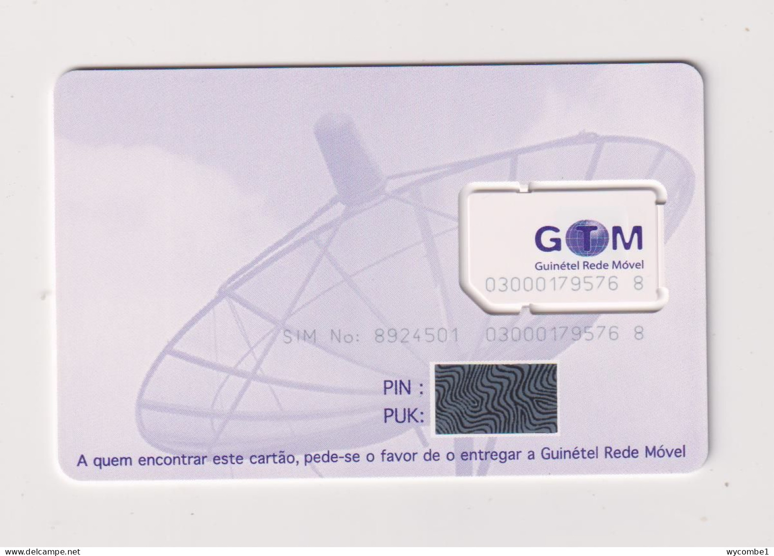 GUINEA BISSAU - GTM Satellite Dish Unused Chip SIM Phonecard - Guinea – Bissau