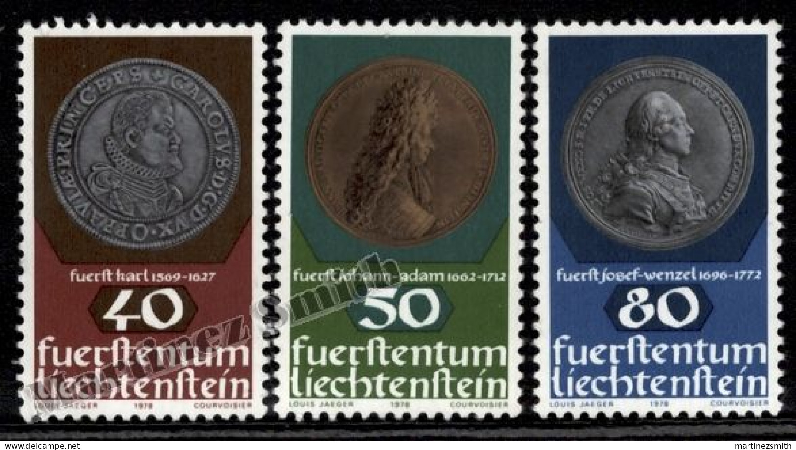 Liechtenstein 1978 Yvert 651-53, Coins & Medals (II), Coins On Stamps - MNH - Unused Stamps