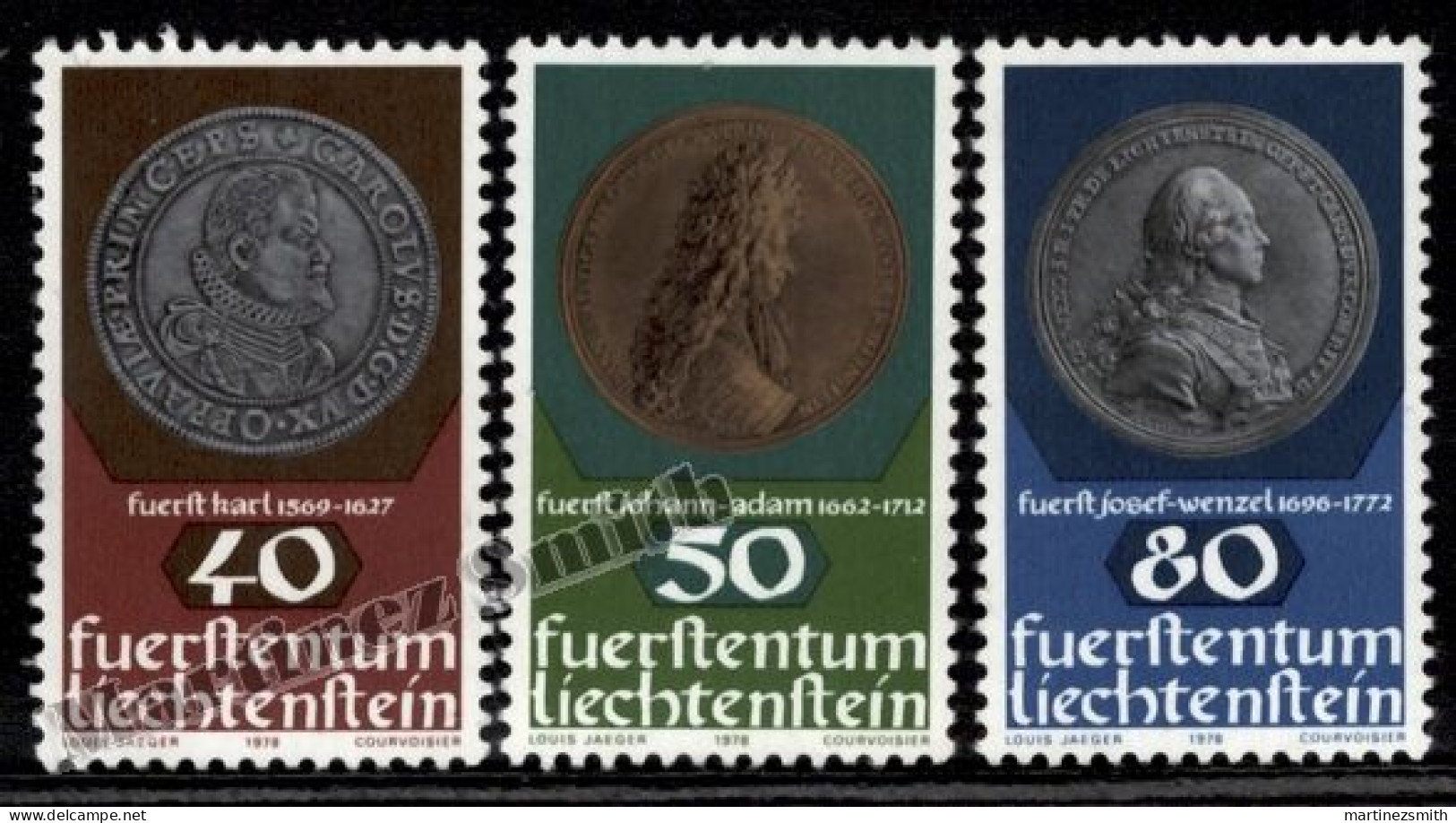 Liechtenstein 1978 Yvert 651-53, Coins & Medals (II), Coins On Stamps - MNH - Nuovi