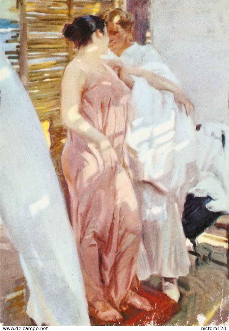 "Joaquin Sorolla. The Pink Robe(after The Bath" Fine Painting, Modern Spanish Postcard - Paintings