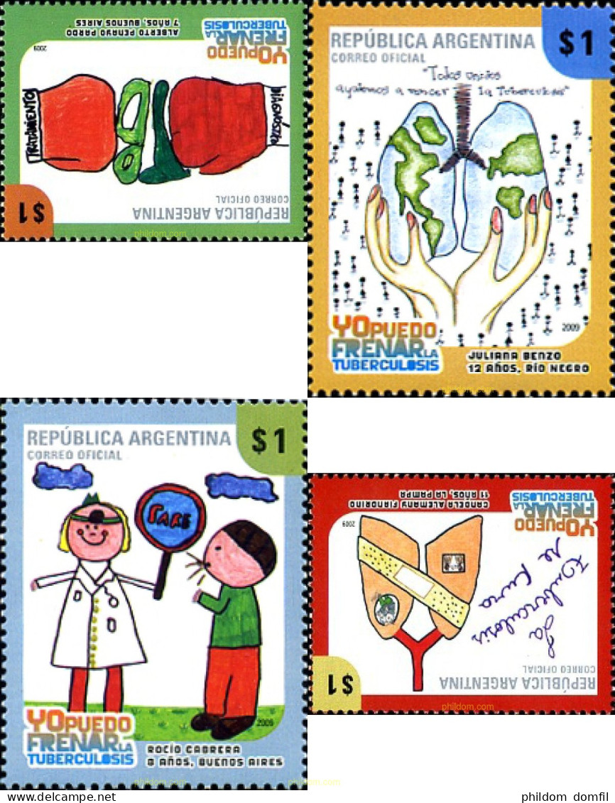 243579 MNH ARGENTINA 2009 LUCHA CONTRA LA TUBERCULOSIS - DISEÑOS INFANTILES - Ongebruikt