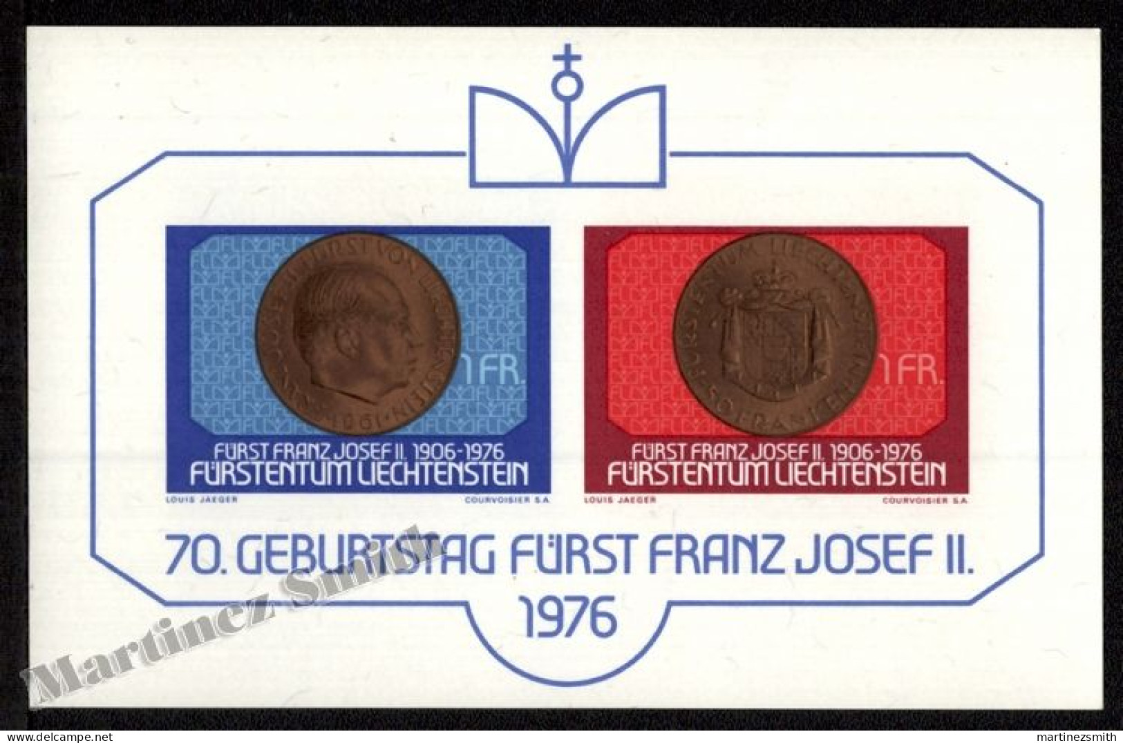 Liechtenstein 1976 Yvert BF 13, 70th Ann. Prince Franz Josef II, Medals - Miniature Sheet  - MNH - Neufs