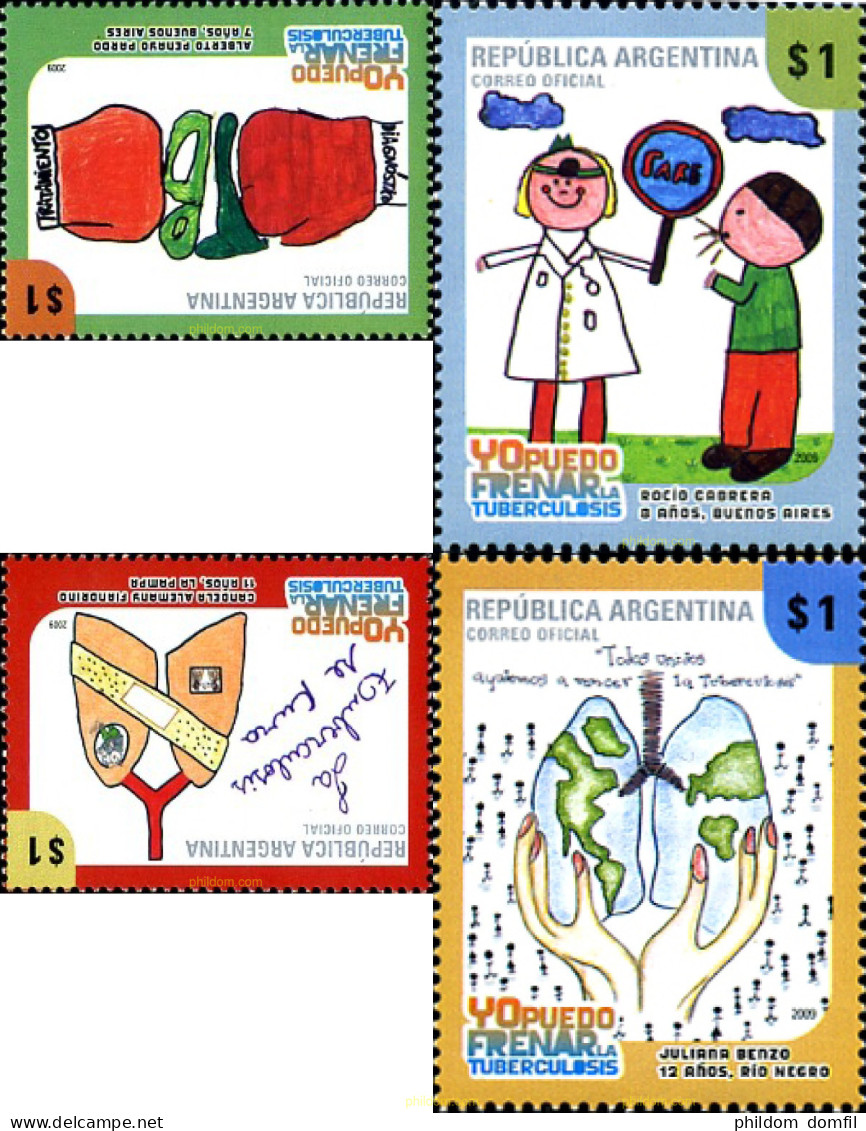 243579 MNH ARGENTINA 2009 LUCHA CONTRA LA TUBERCULOSIS - DISEÑOS INFANTILES - Unused Stamps