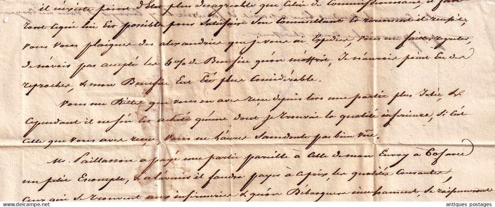 Lettre Marseille 1820 Bonnet Bouches du Rhône pour Lyon Lasausse et Julien Laine Peaux Wool