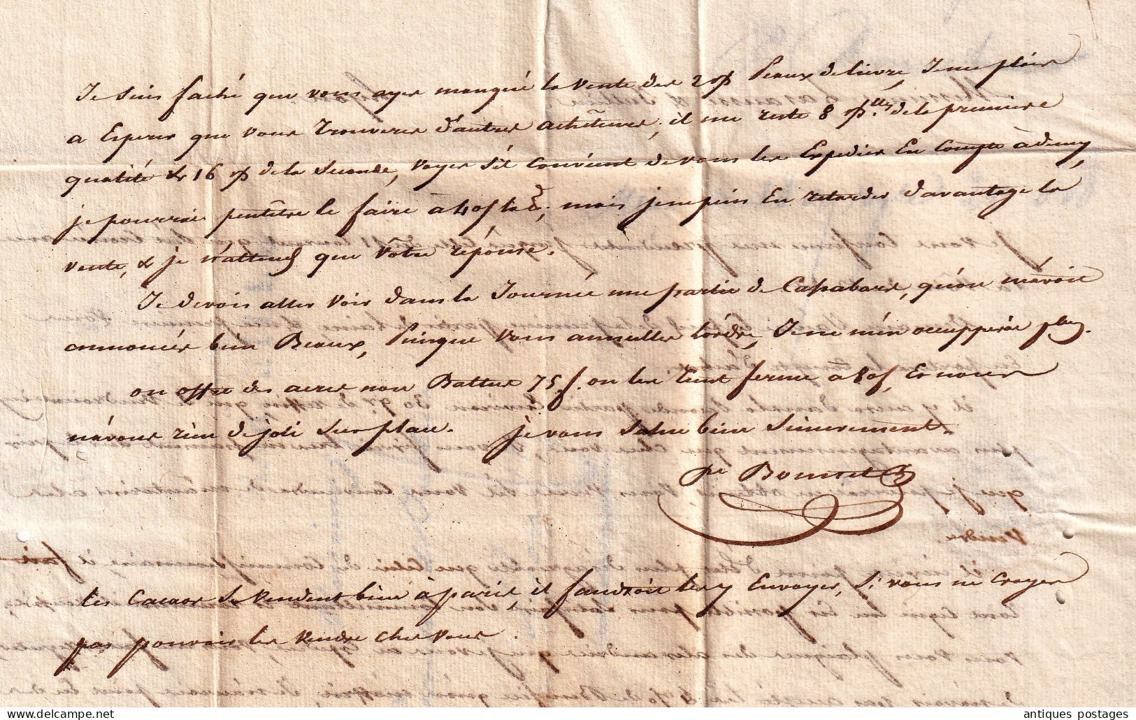 Lettre Marseille 1820 Bonnet Bouches du Rhône pour Lyon Lasausse et Julien Laine Peaux Wool