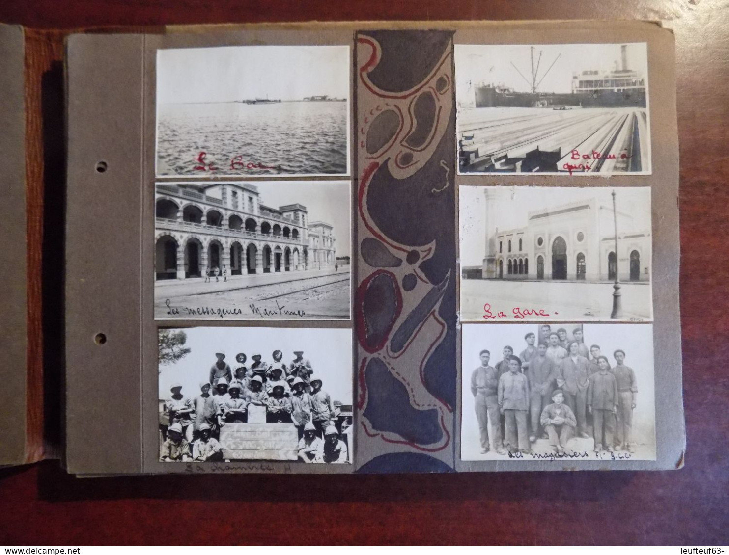 album photos " précieux souvenirs " - époque 1929 - " 61è chars de combats " - Biserte - char Renault - arabes - mosquée