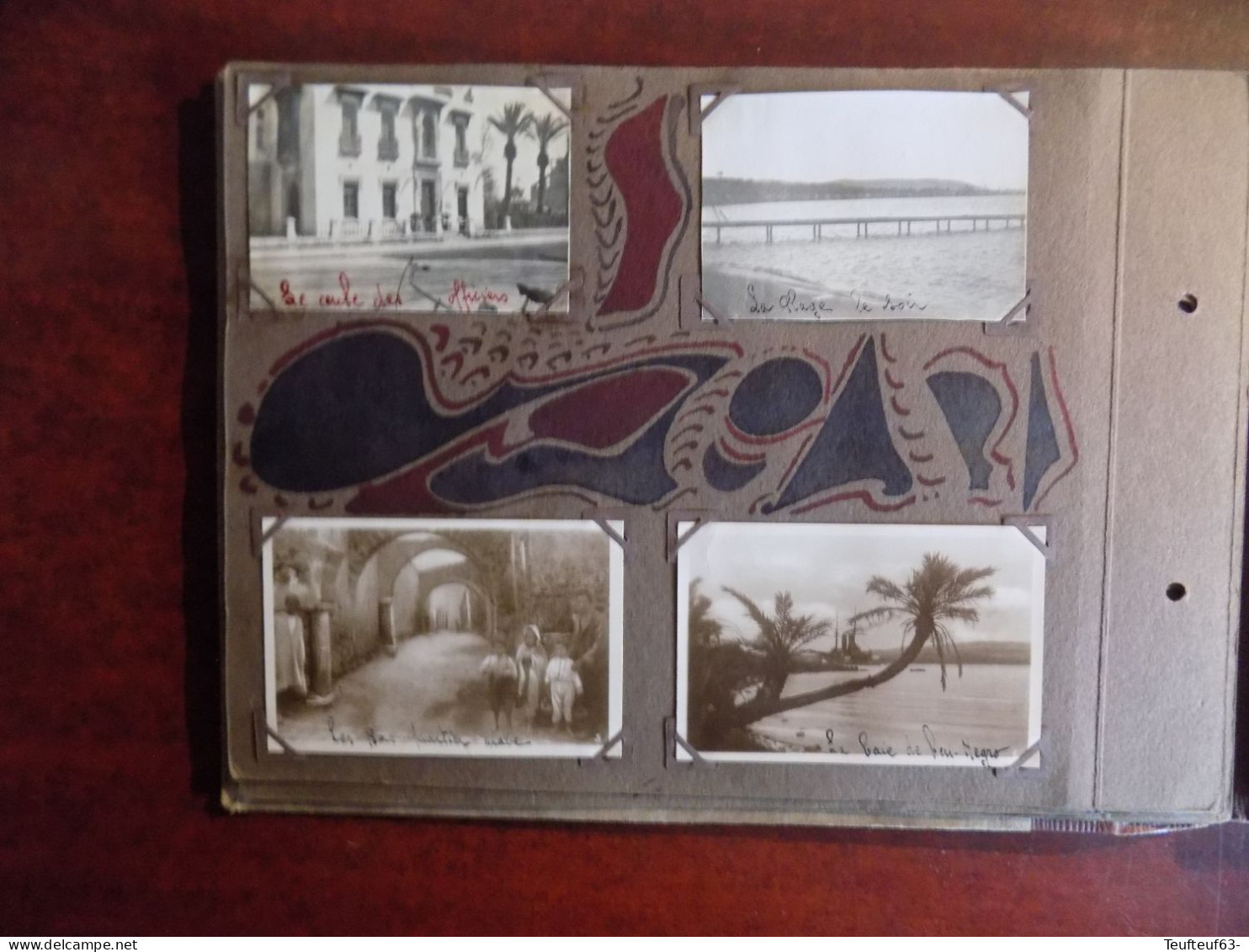 album photos " précieux souvenirs " - époque 1929 - " 61è chars de combats " - Biserte - char Renault - arabes - mosquée