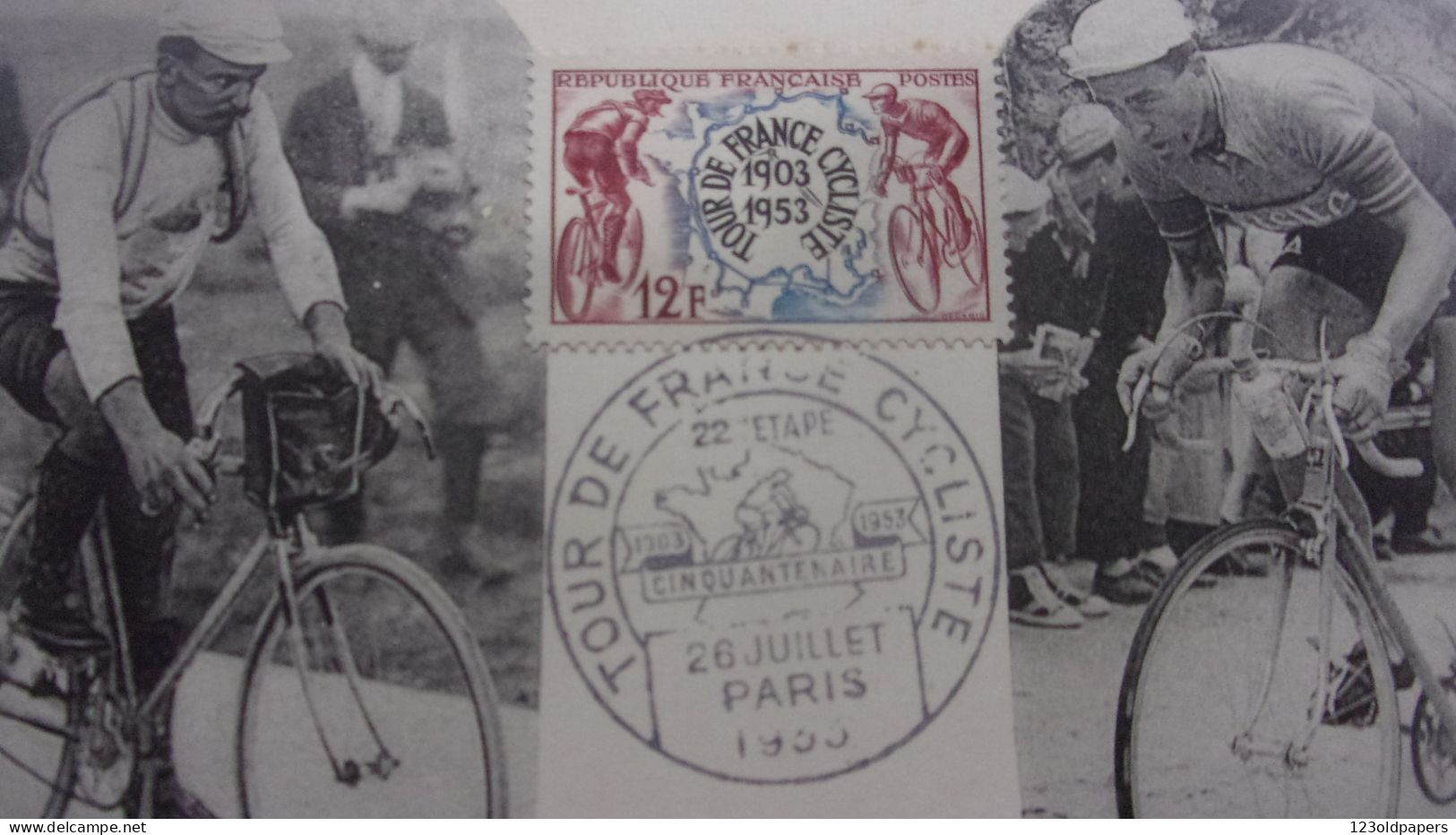 CARTE MAXIMUM Le Tour De France Cycliste Cinquantenaire 1903 - 1953 22 EME ETAPE - 1950-1959