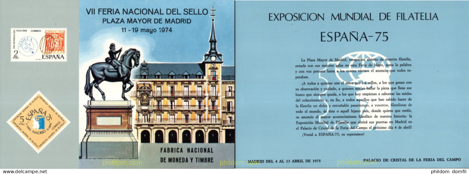 730803 MNH ESPAÑA Hojas Recuerdo 1974 VII FERIA NACIONAL DEL SELLO - Nuovi