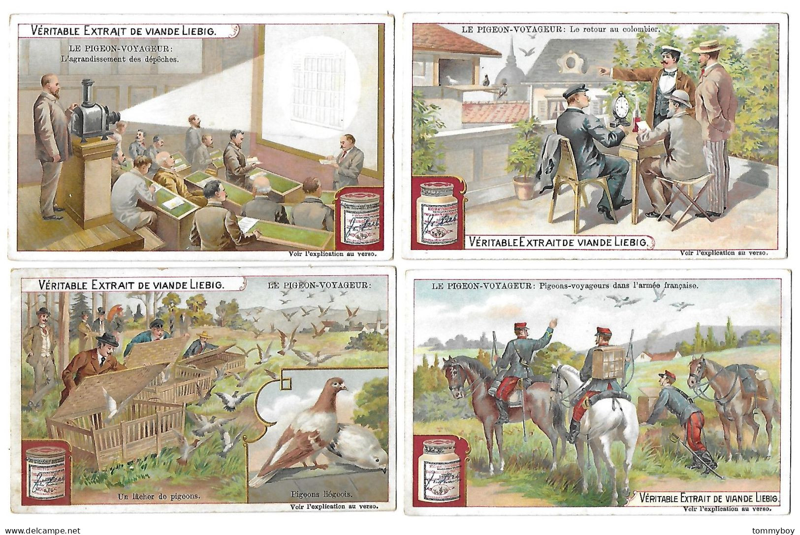S 708, Liebig 6 Cards, Le Pigeon-voyageur (some Spots) (ref B17) - Liebig