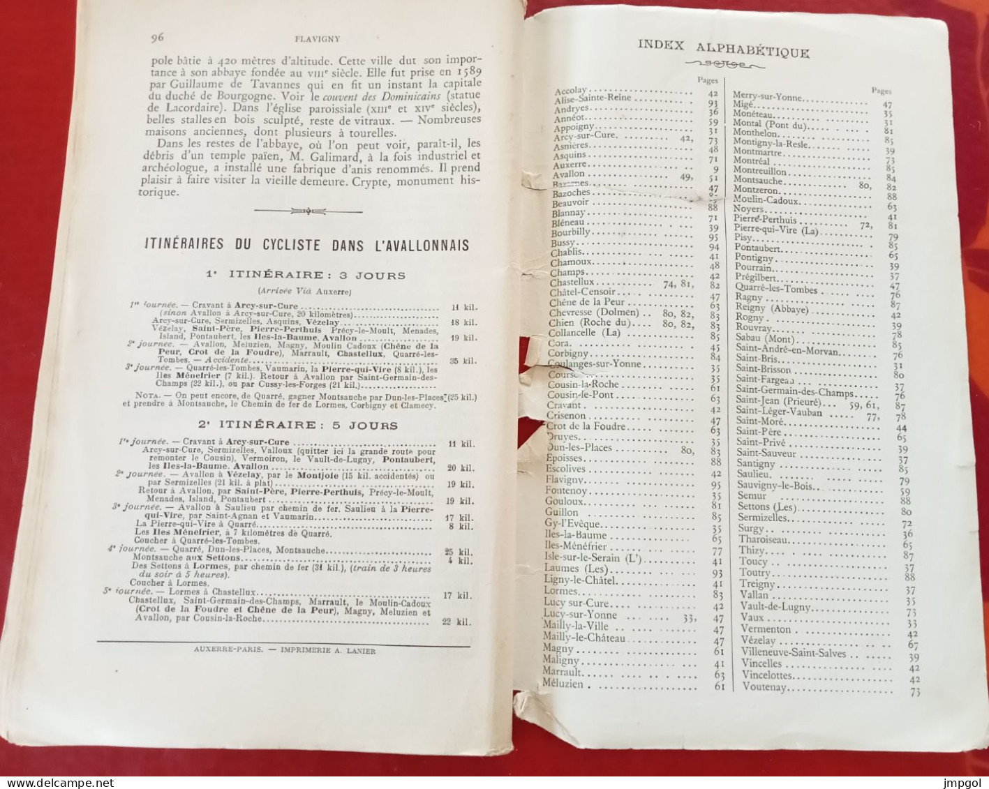 Guide Touristique 1906 Morvan Auxerre Avallon Clamecy Chablis Noyers Thizy Montreal Pisy ... - Tourism Brochures