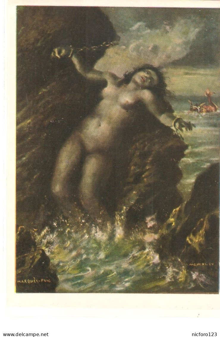 "J.M. Marques-Puig. Angélica" Fine Art, Painting, Modern Spanish Postcard - Paintings