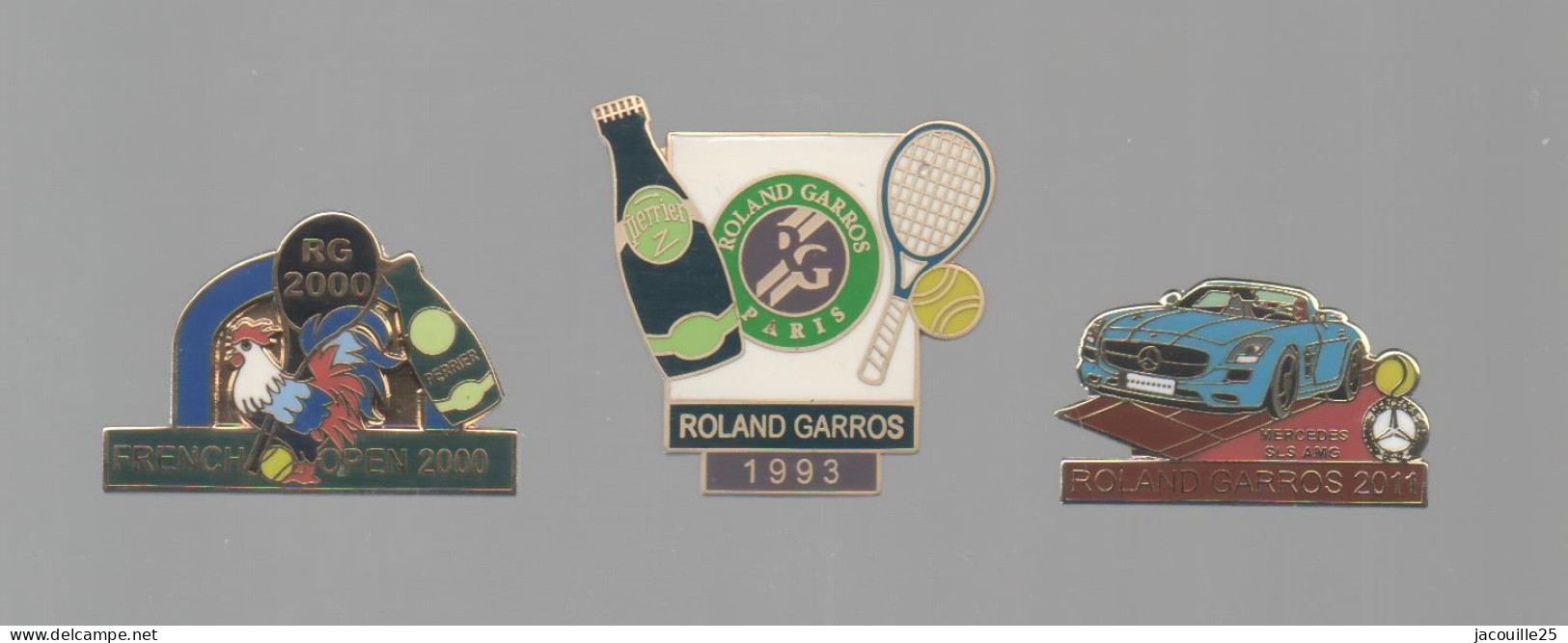 PINS PIN'S TENNIS PERRIER RG ROLAND GARROS PERRIER MERCEDES LOT 3 PINS - Tenis