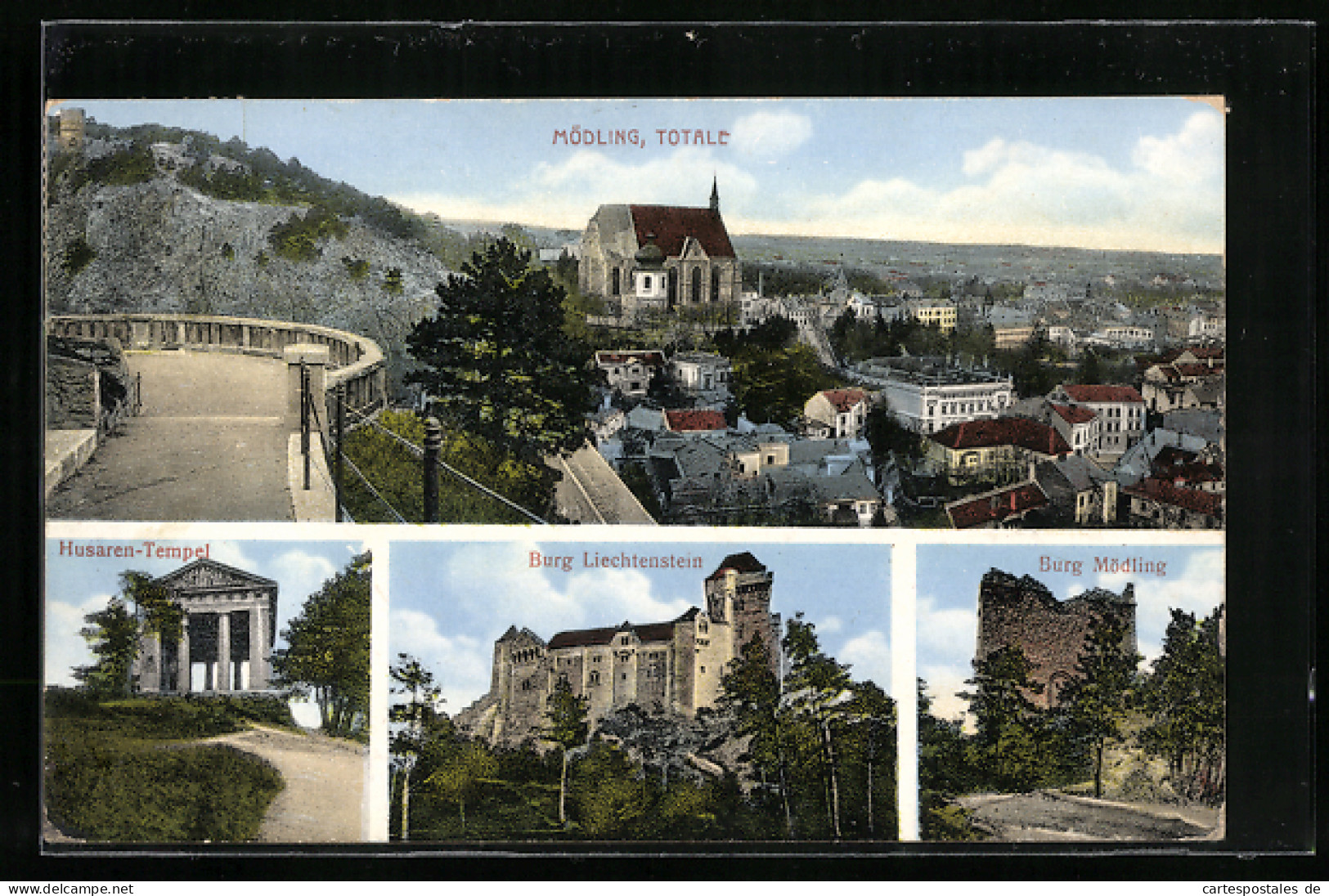 AK Mödling, Totalansicht, Burg Liechtenstein, Burg Mödling, Husaren-Tempel  - Other & Unclassified
