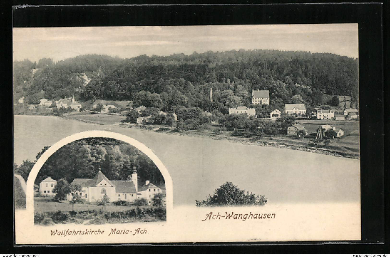 AK Ach-Wanghausen, Panoramaansicht, Wallfahrtskirche Maria Ach  - Otros & Sin Clasificación