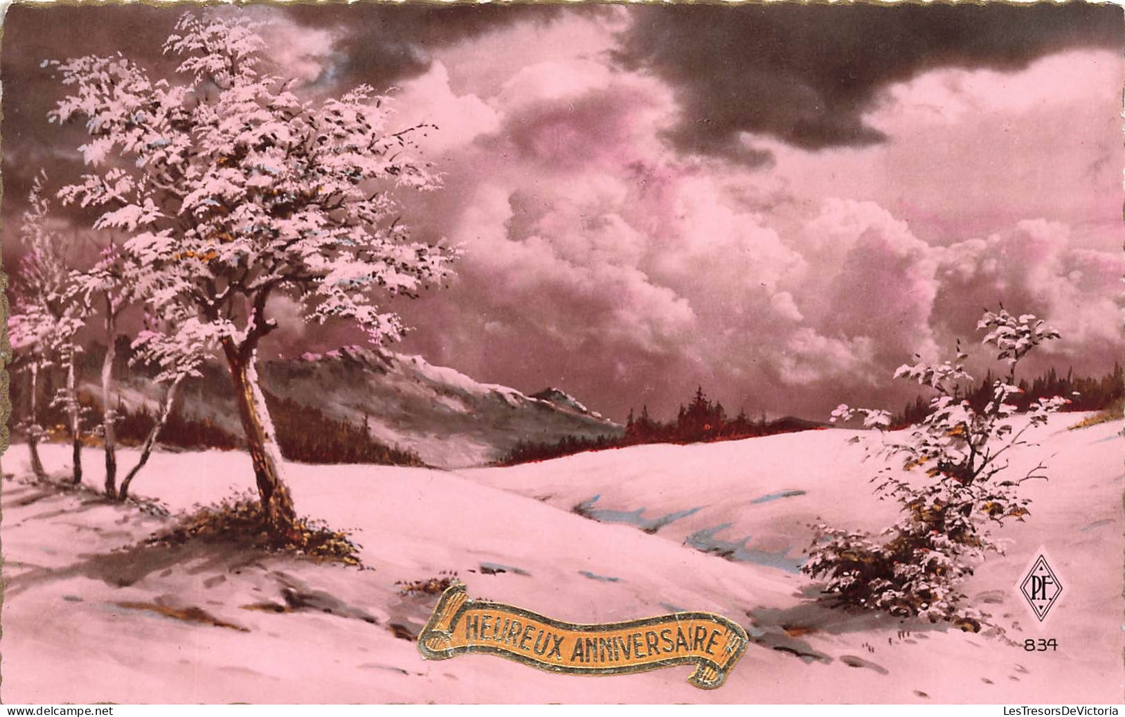 FETES ET VOEUX - Anniversaire - Un Paysage Sous La Neige - Colorisé - Carte Postale Ancienne - Birthday