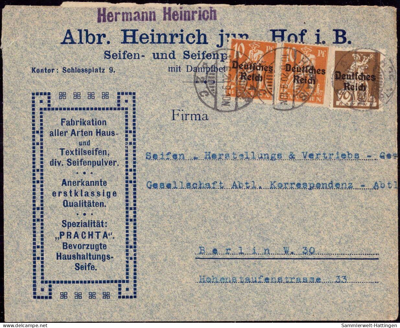 604245 | Dekorativer Brief Der Seifenfabrik Albrecht Heinrich, Prachta, Werbung | Hof (W 8670) - Briefe U. Dokumente