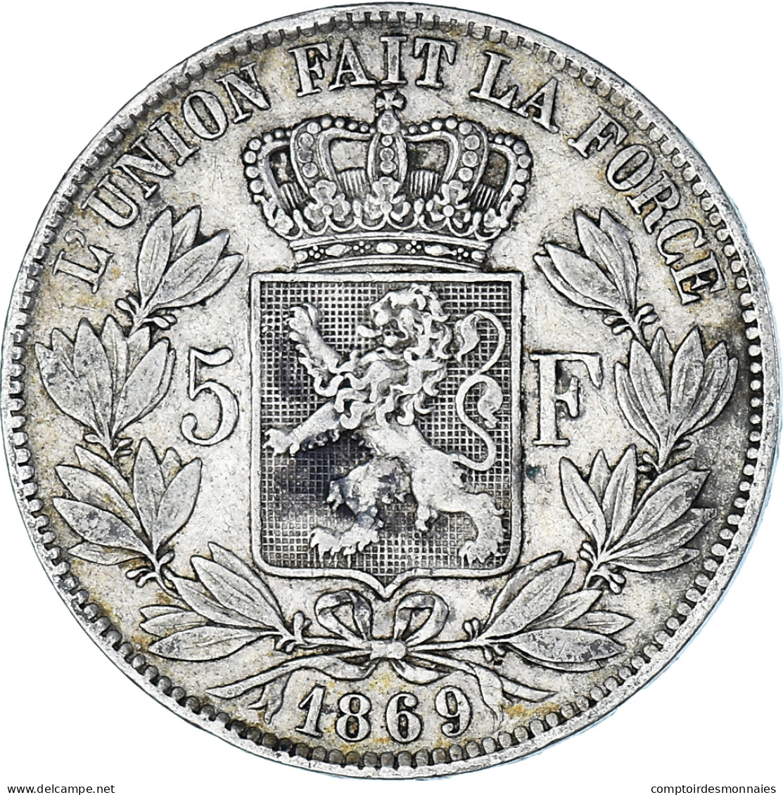 Monnaie, Belgique, Leopold II, 5 Francs, 5 Frank, 1869, TB+, Argent, KM:24 - 5 Francs