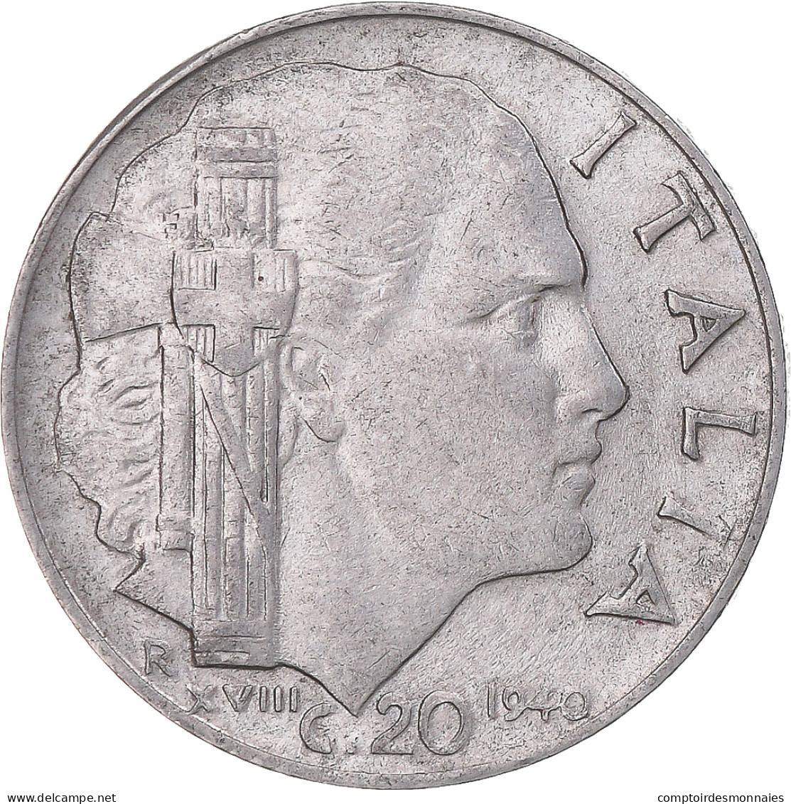 Monnaie, Italie, 20 Centesimi, 1940, Rome, TTB, Acmonital (ferritique), KM:75b - 1900-1946 : Vittorio Emanuele III & Umberto II