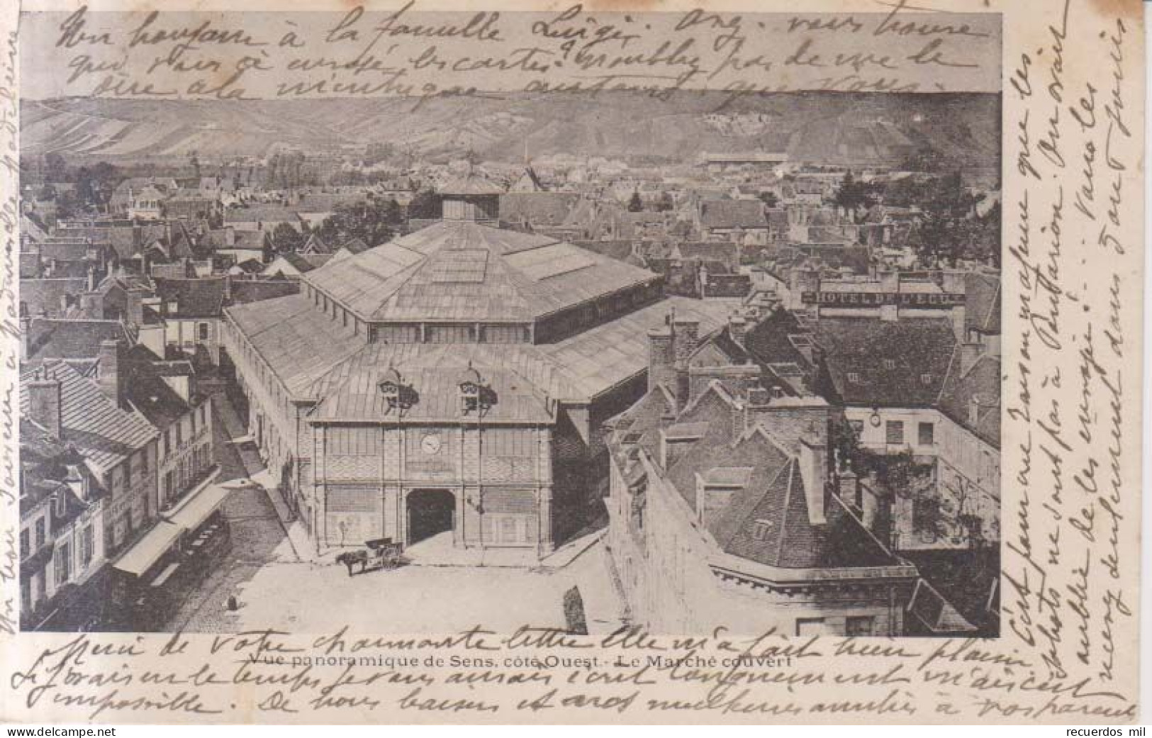 Sens Vue Panoramique Le Marche Couvert  1901 - Sens