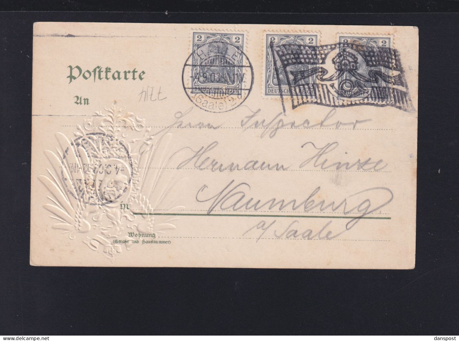 Dt. Reich Prägekarte Ein Deutscher Gruß 1903 - Familles Royales