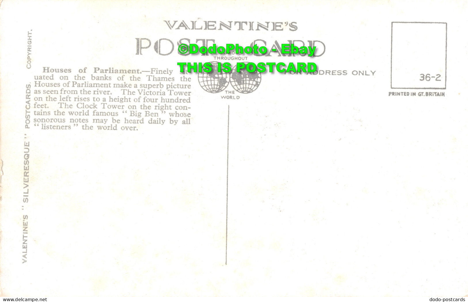 R357464 Houses Of Parliament. London. 98998 Valentines. Valesque Postcards - Other & Unclassified