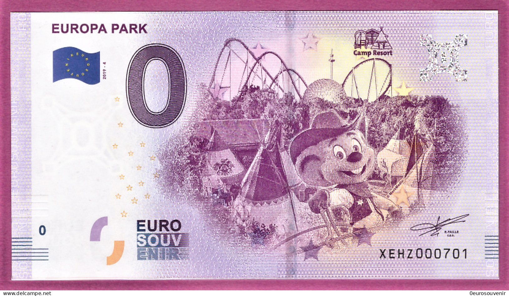 0-Euro XEHZ 2019-4 EUROPA PARK - CAMP RESORT - Private Proofs / Unofficial