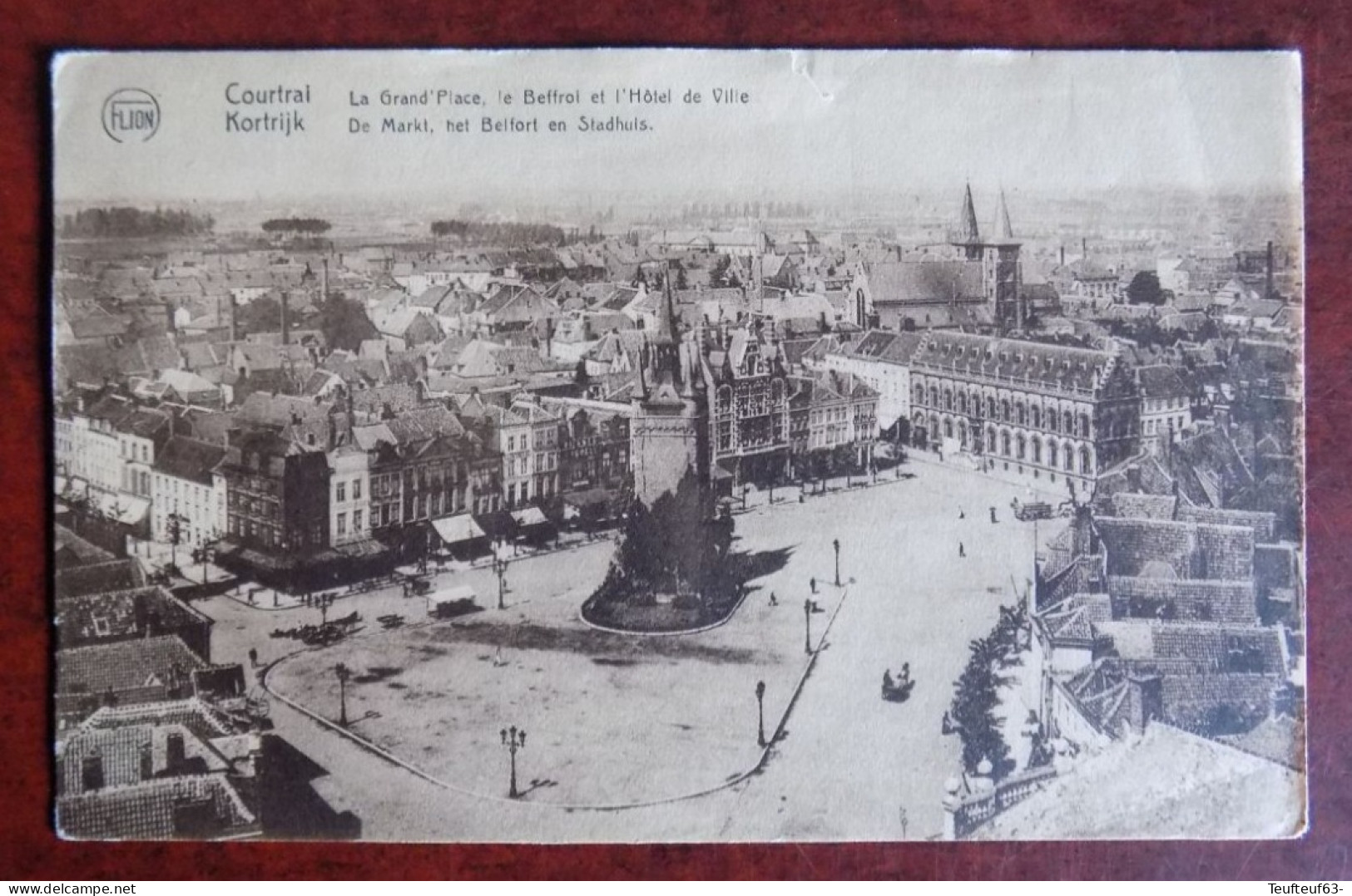 Cpa Courtrai ; La Grand'place , Le Beffroi Et L'Hôtel De Ville - Kortrijk