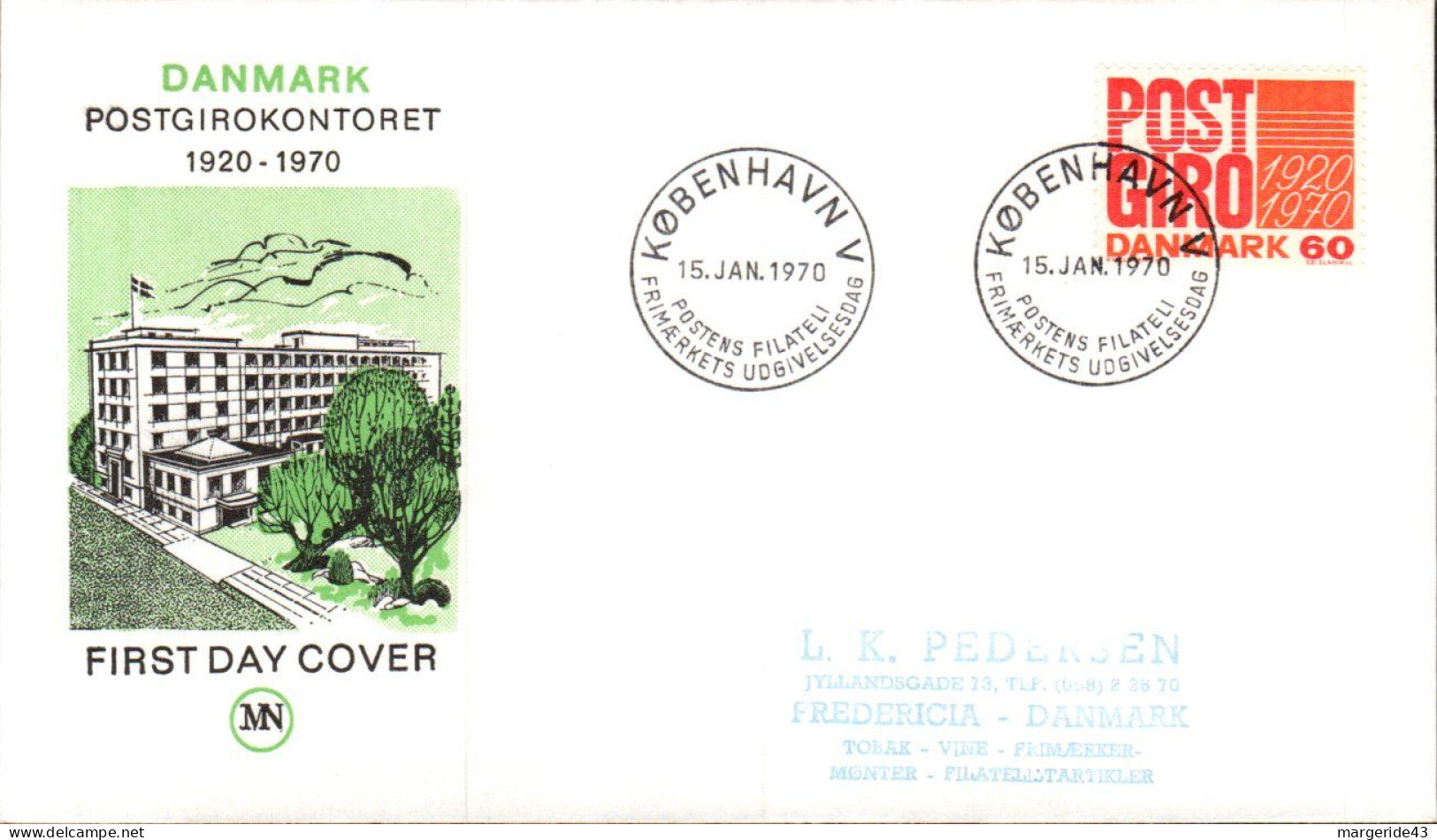 DANEMARK FDC 1970 BUREAU DE POSTE - FDC