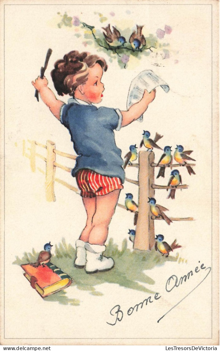 FETES ET VOEUX - Nouvel An - Un Enfant Apprenant à Chanter - Colorisé - Carte Postale Ancienne - Neujahr