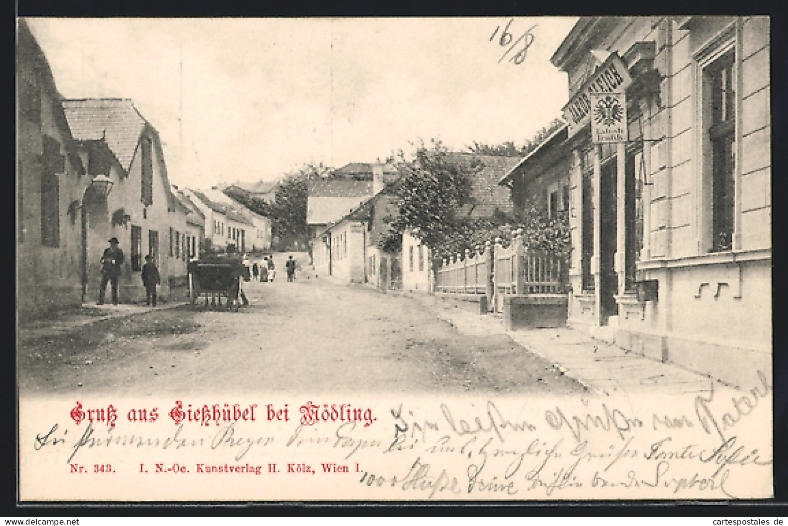 AK Giesshübel /N.-Oe., Strassenpartie Mit Tabak-Trafik Und Kutsche  - Autres & Non Classés