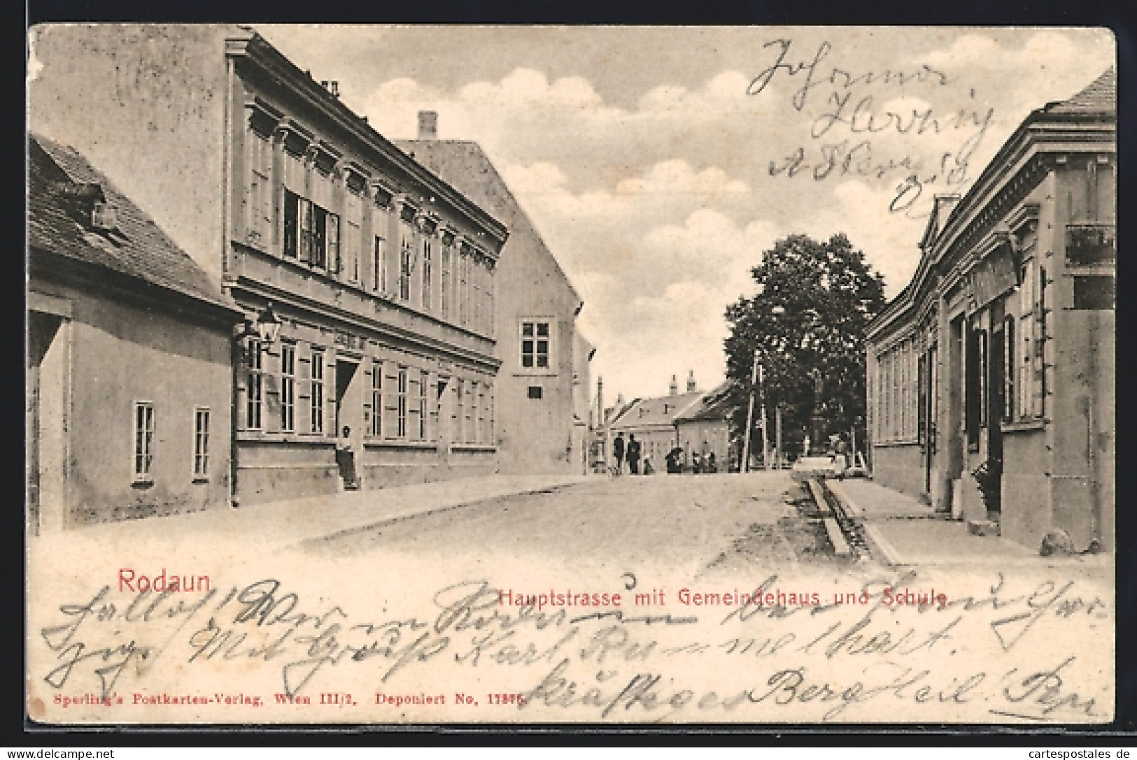 AK Rodaun, Hauptstrasse Mit Gemeindehaus Und Schule  - Other & Unclassified
