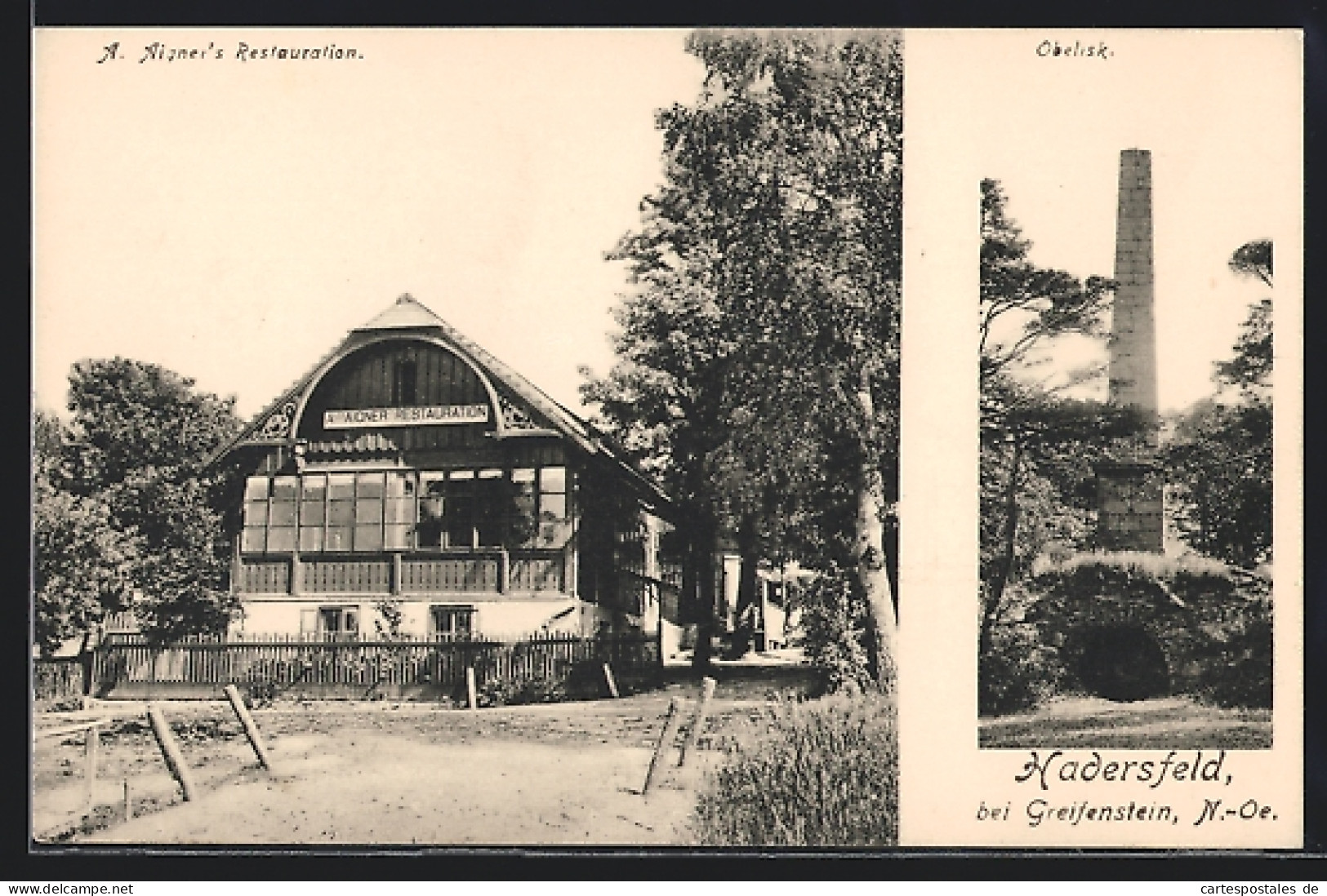 AK Hadersfeld B. Greifenstein, A. Aigners Restaurant, Obelisk  - Sonstige & Ohne Zuordnung