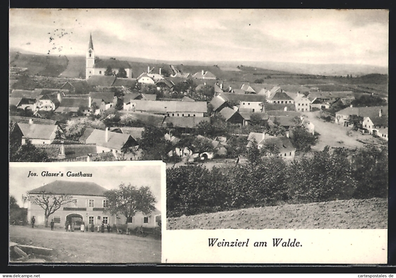 AK Weinzierl Am Walde, Jos. Glasers Gasthaus, Ortsansicht Aus Der Vogelschau  - Other & Unclassified