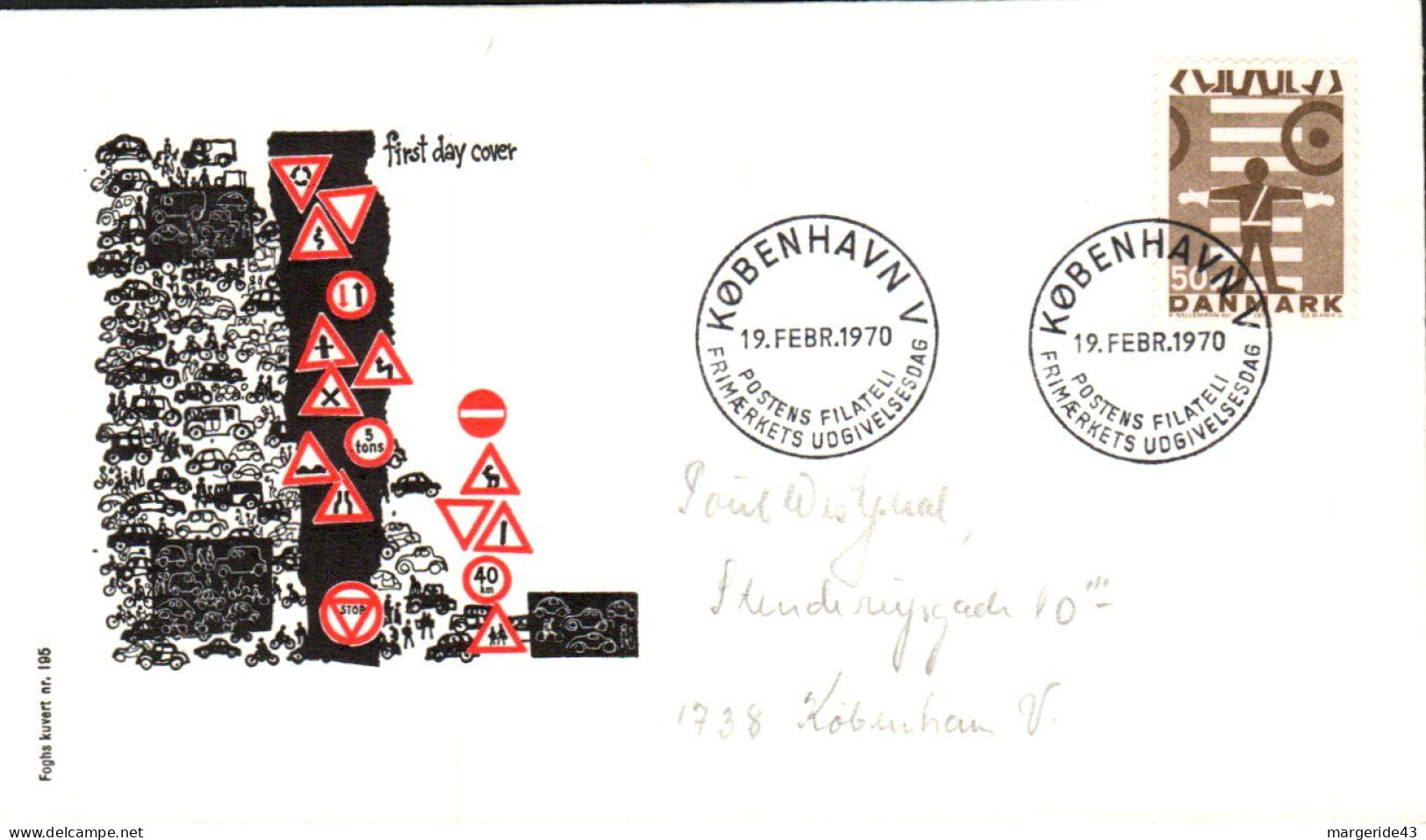 DANEMARK FDC 1970 PREVENTION ROUTIERE - FDC