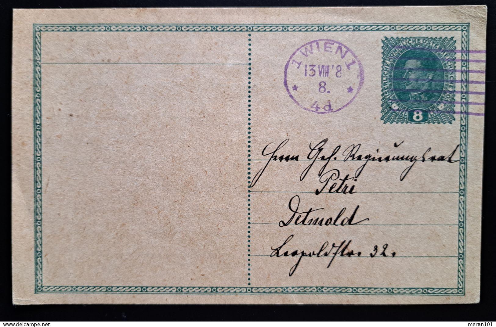 Österreich 1918, Postkarte 8 Heller WIEN - Briefe U. Dokumente